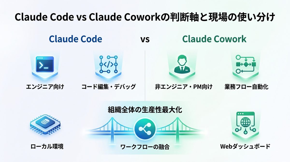 図解：Claude Code vs Claude Coworkの判断軸と現場の使い分け