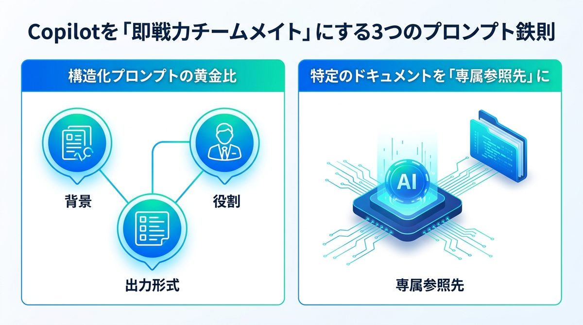 図解：Copilotを「即戦力チームメイト」にする3つのプロンプト鉄則