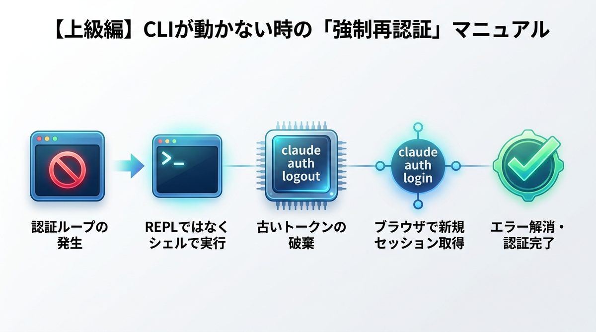図解：【上級編】CLIが動かない時の「強制再認証」マニュアル