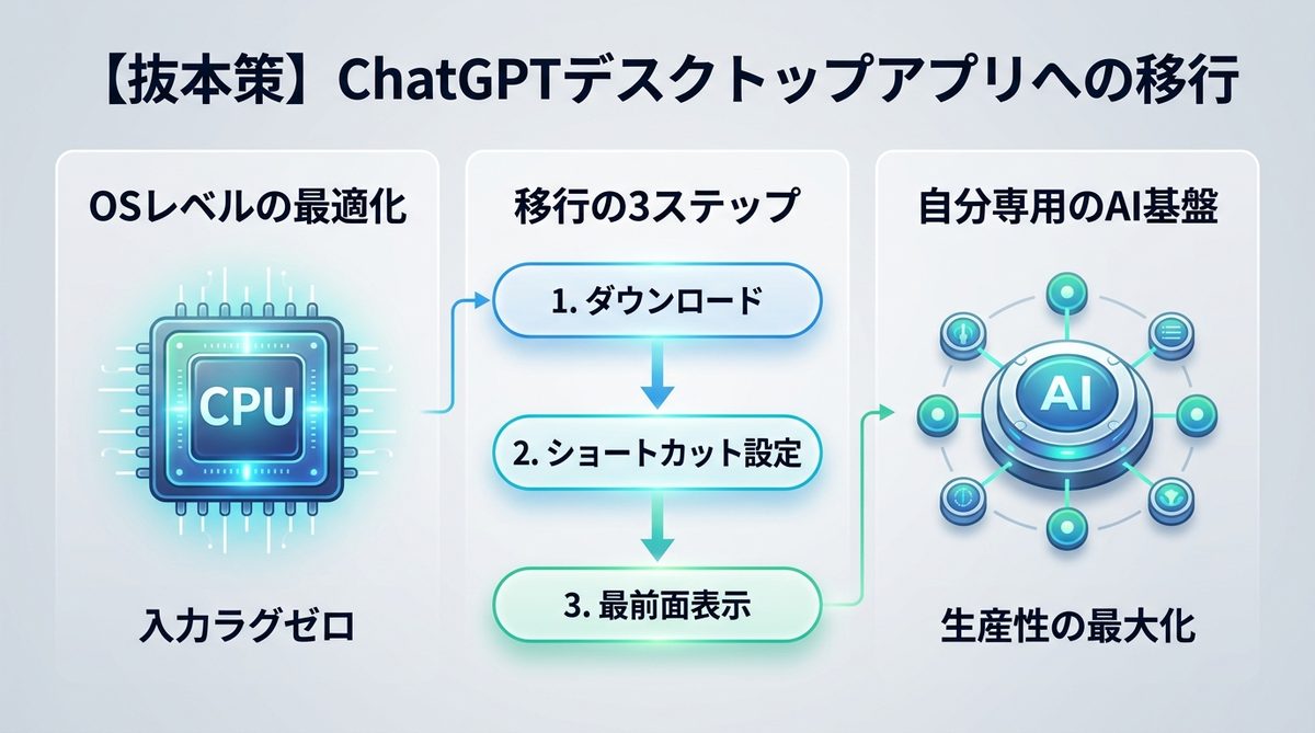 図解：【抜本策】ChatGPTデスクトップアプリへ今すぐ移行すべき理由