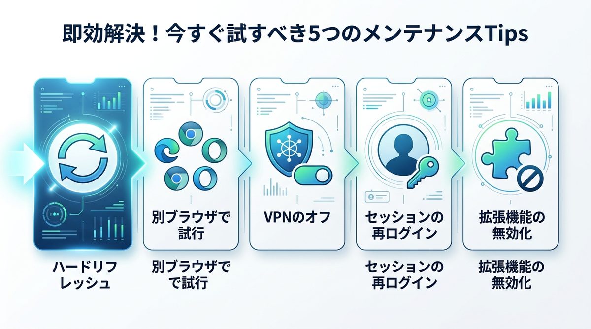 図解：即効解決！今すぐ試すべき5つのメンテナンスTips