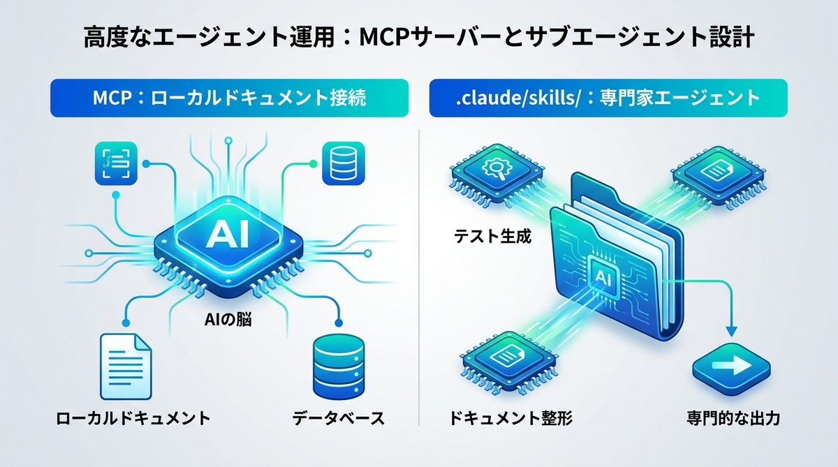 図解：高度なエージェント運用：MCPサーバーとサブエージェント設計