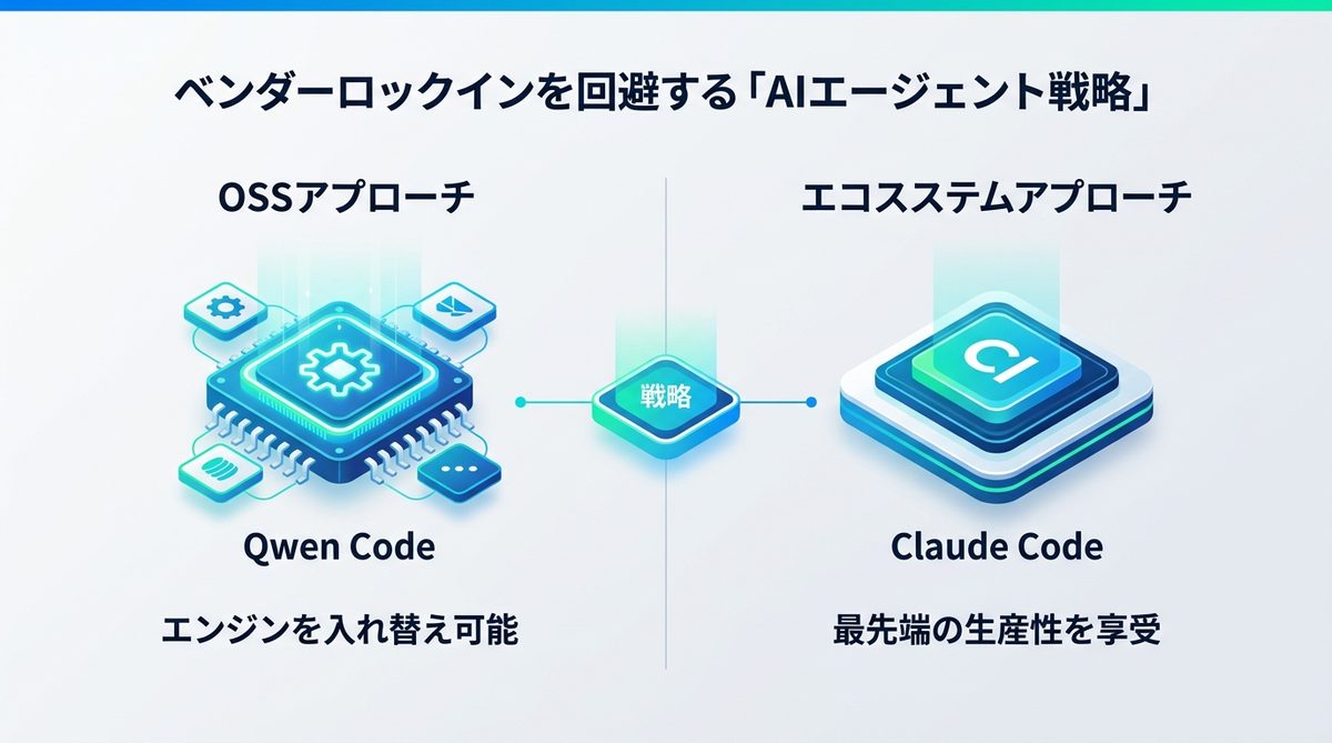 図解：ベンダーロックインを回避する「AIエージェント戦略」の描き方