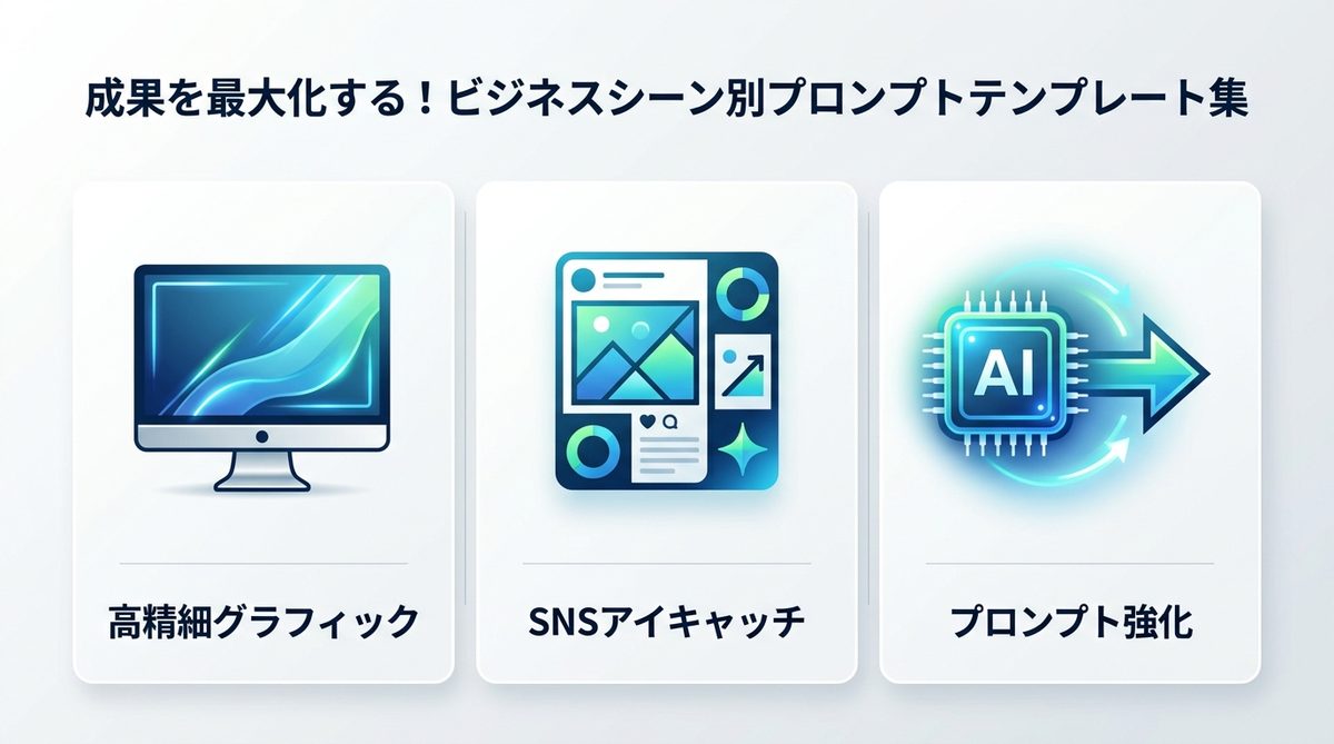図解:成果を最大化する!ビジネスシーン別プロンプトテンプレート集
