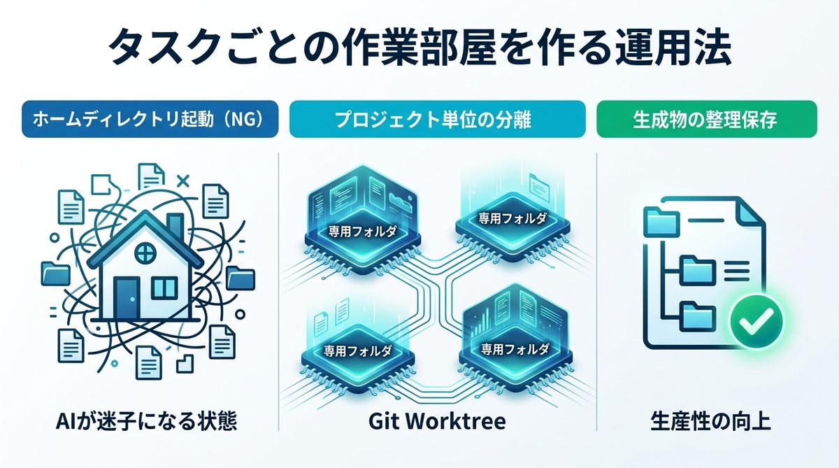 図解：複数タスクを並列処理！「タスクごとの作業部屋」を作る運用法