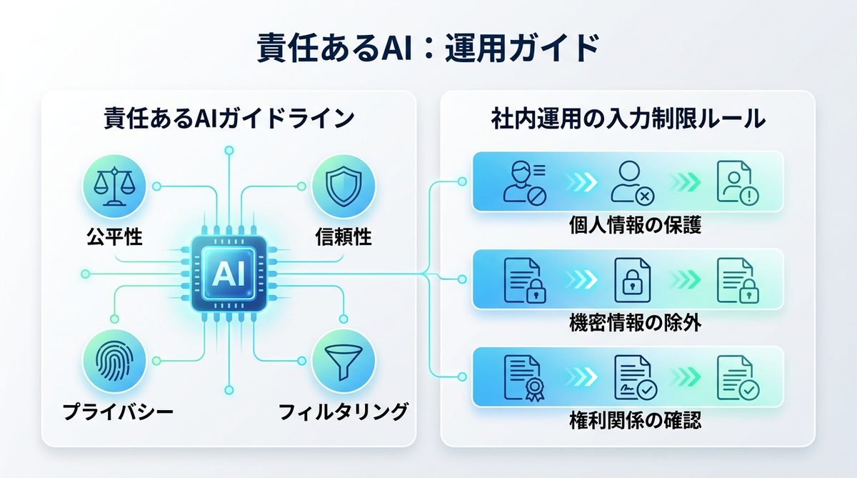 図解：責任あるAI｜著作権・セキュリティの懸念を払拭する運用ガイド
