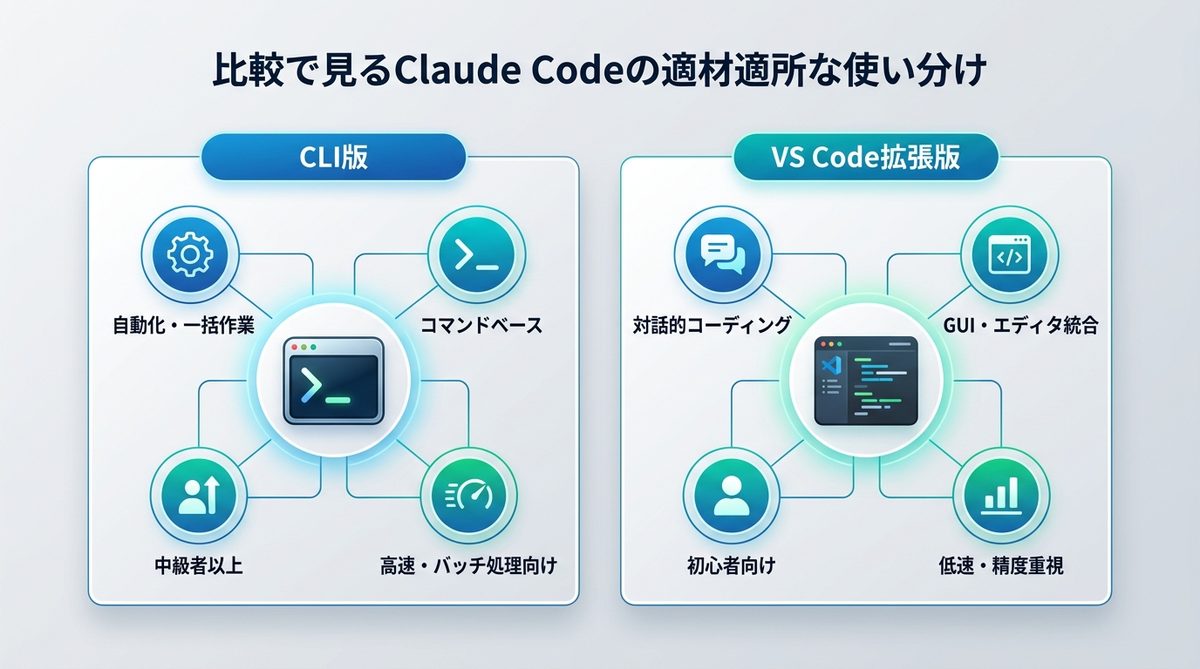図解：比較で見るClaude Codeの適材適所な使い分け