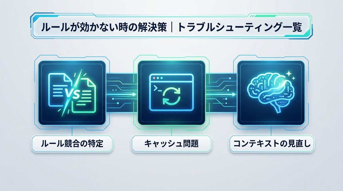 図解：ルールが効かない時の解決策｜トラブルシューティング一覧