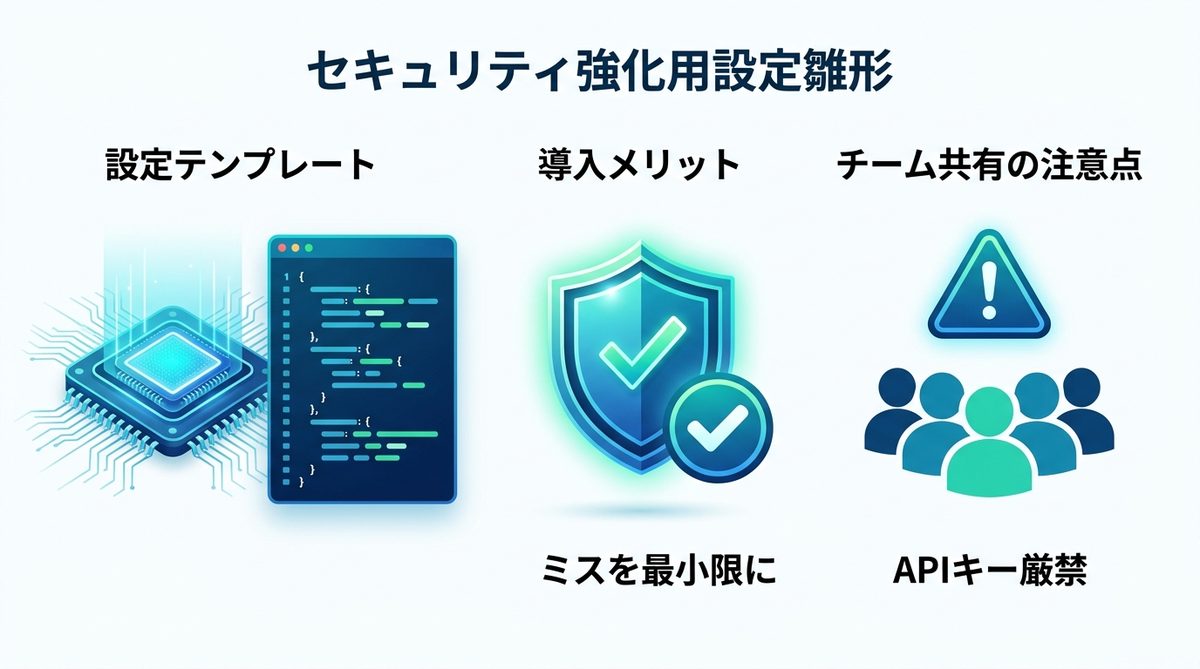 図解：【新規追加】特典配布：そのまま使えるセキュリティ強化用設定雛形