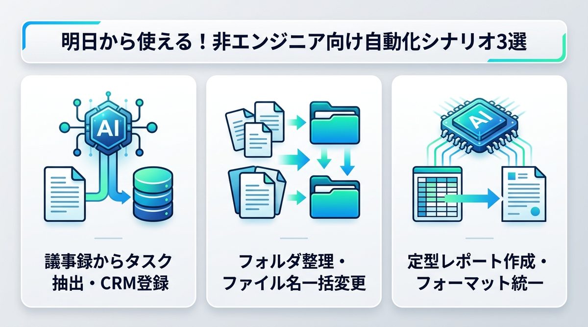図解：明日から使える！非エンジニア向け自動化シナリオ3選