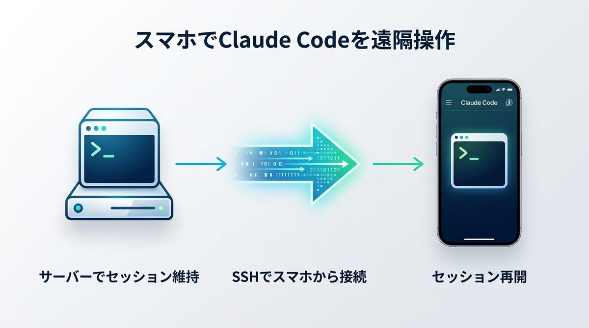 図解：【2026年最新】場所を選ばない！スマホでClaude Codeを遠隔操作する方法