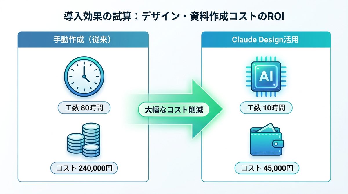 図解：導入効果の試算｜デザイン・資料作成コストのROIを算出
