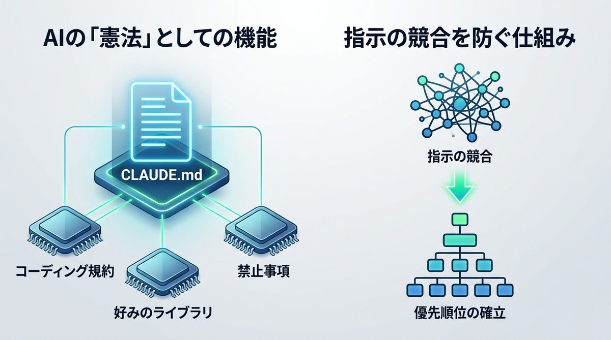 図解：Claude Code運用の「前提」を二度と言わせない！CLAUDE.mdの役割