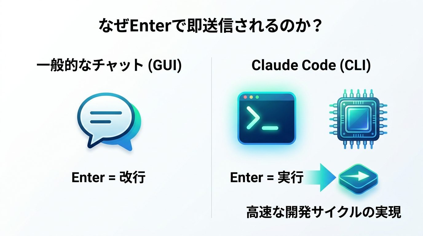 図解：なぜClaude Codeは「Enter」で即送信されてしまうのか？