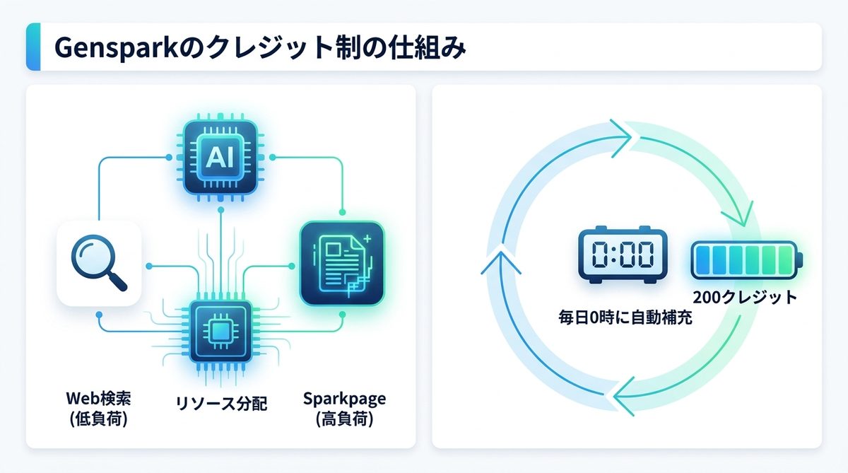 図解：Gensparkのクレジット制の仕組み