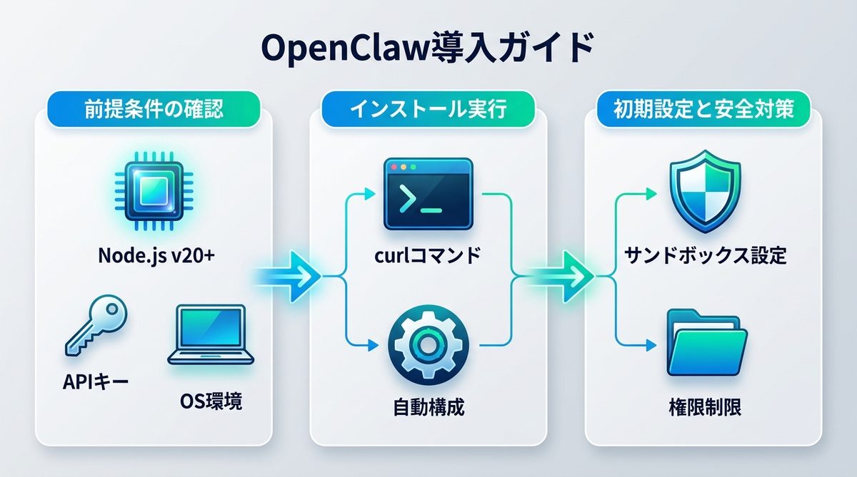図解：OpenClawを導入する手順｜安全なインストールの基本