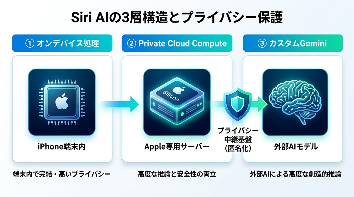図解：Siri AIの中身はどうなっている？3層構造で理解する