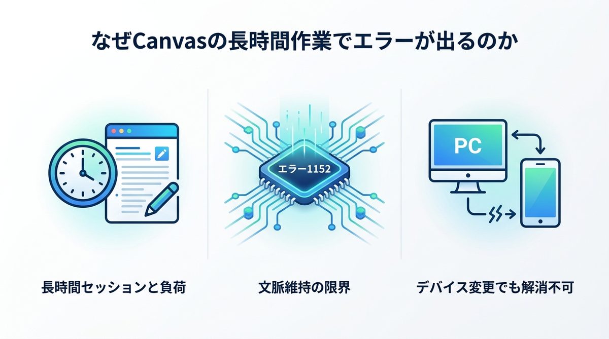 図解：なぜCanvasの長時間作業で出やすいのか