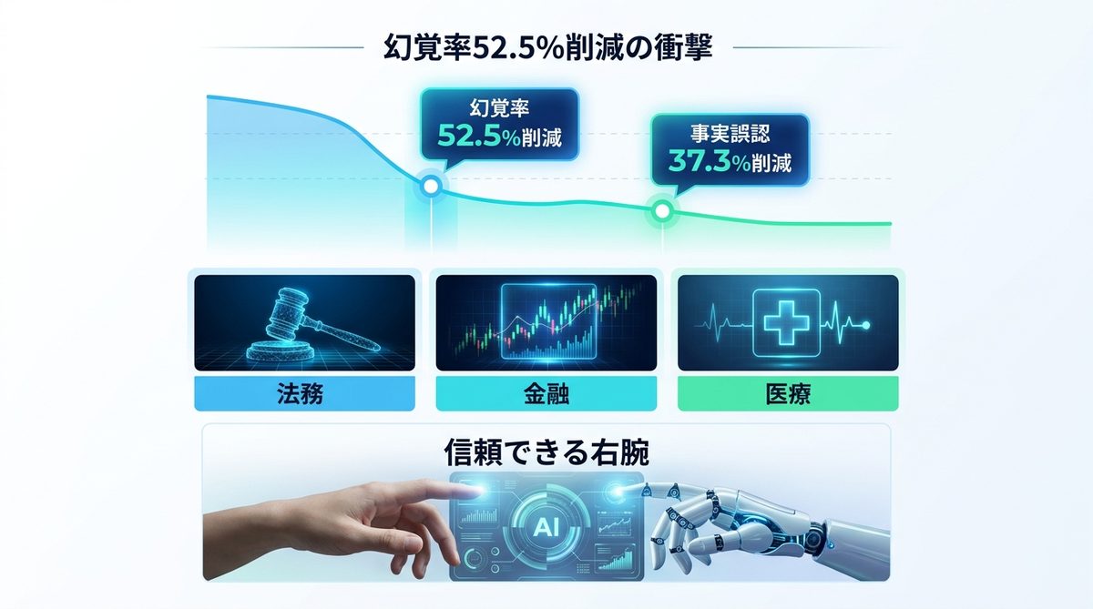 図解：幻覚率52.5%削減の衝撃｜AIをビジネスの「右腕」にする境界線
