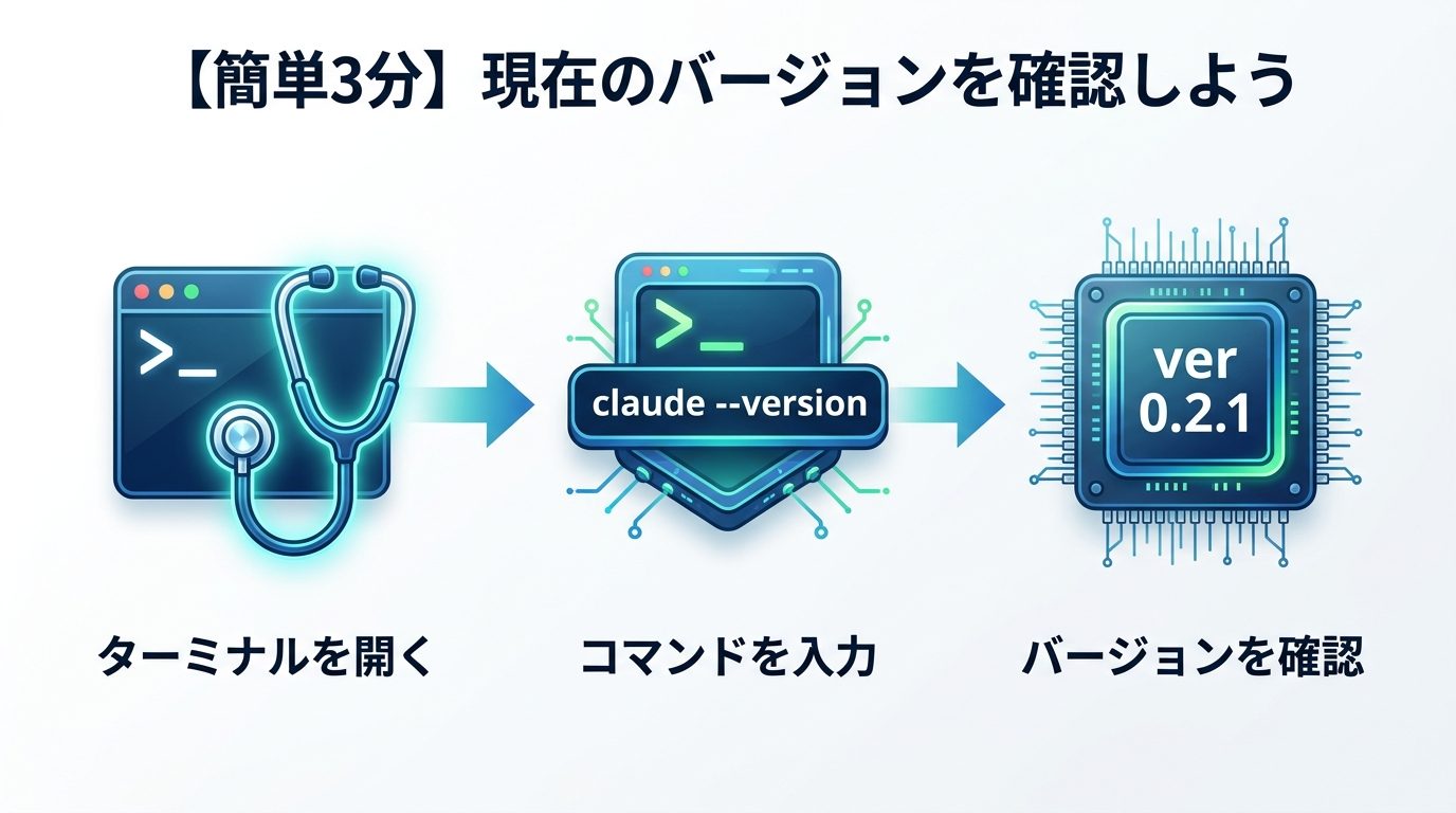 図解：【簡単3分】まずは現在のバージョンを確認しよう