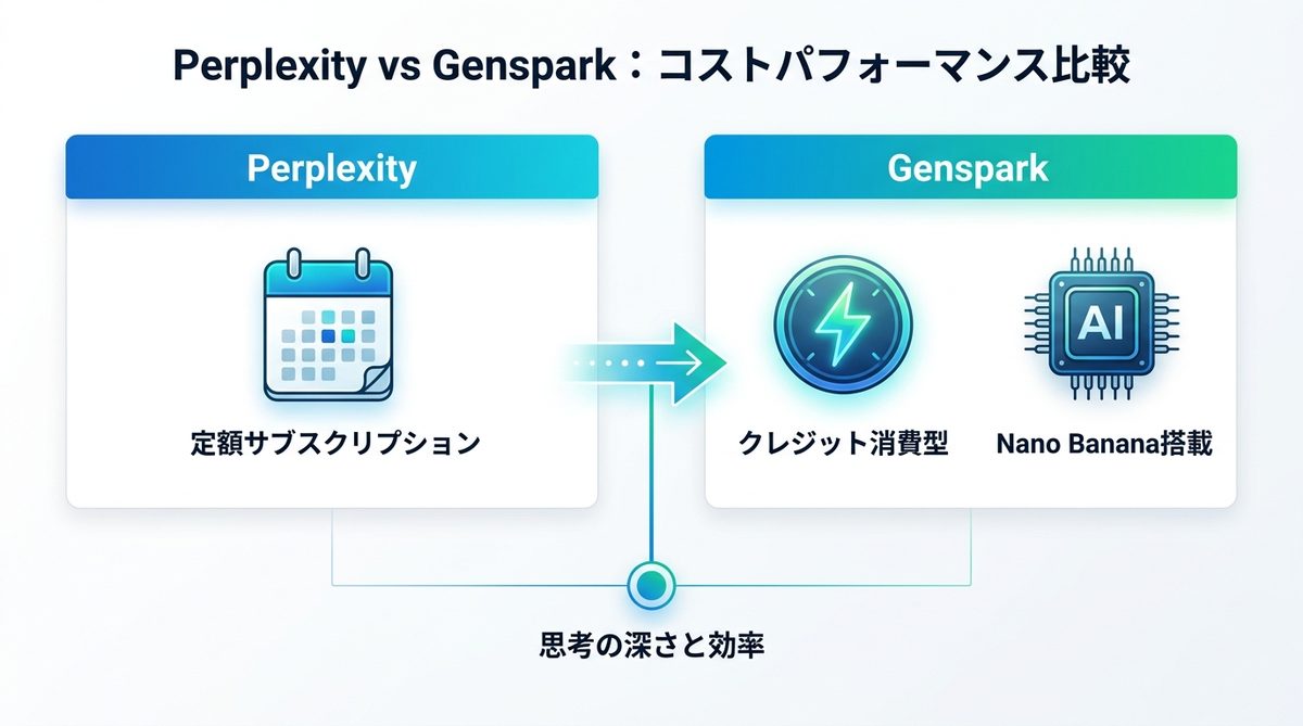 図解：Perplexity vs Genspark｜コストパフォーマンスを比較