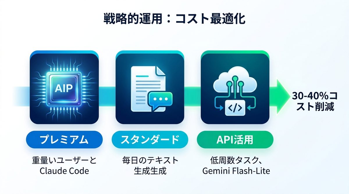 図解：【戦略的運用】コストを最大化するシート混在運用とAPI活用