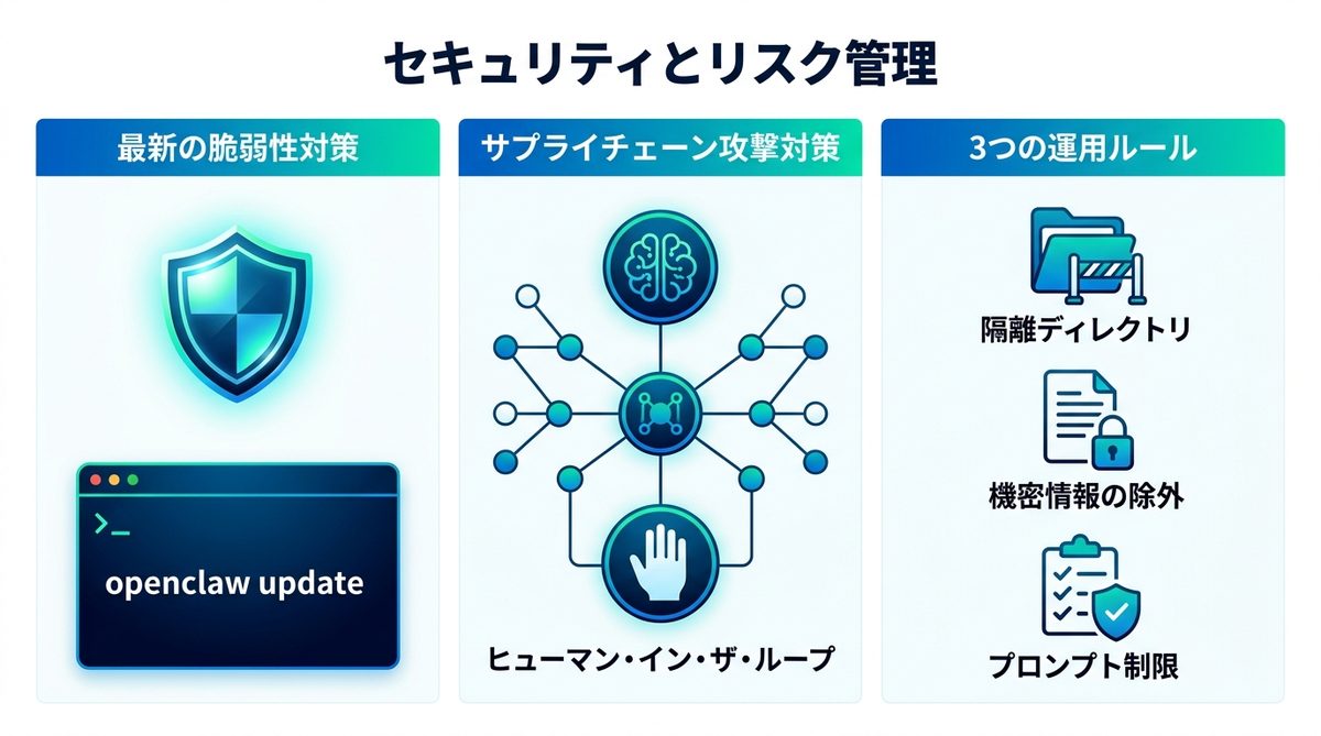図解：【重要】セキュリティとリスク管理｜安全に運用するための必須知識