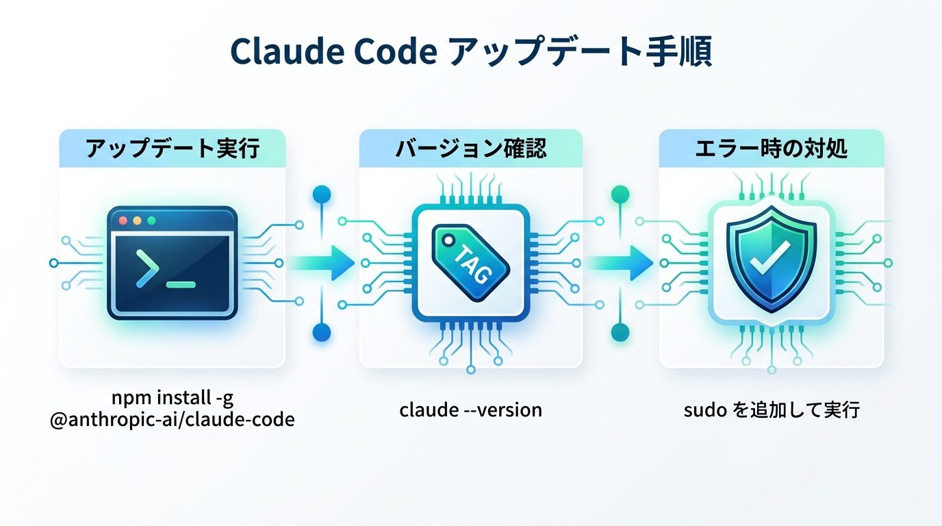 図解：【画像付き図解】Claude Codeを最新版にアップデートする方法