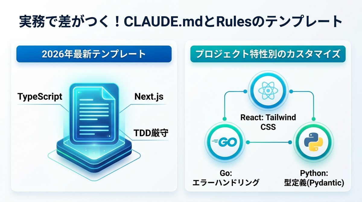 図解：実務で差がつく！CLAUDE.mdとRulesのテンプレート配布