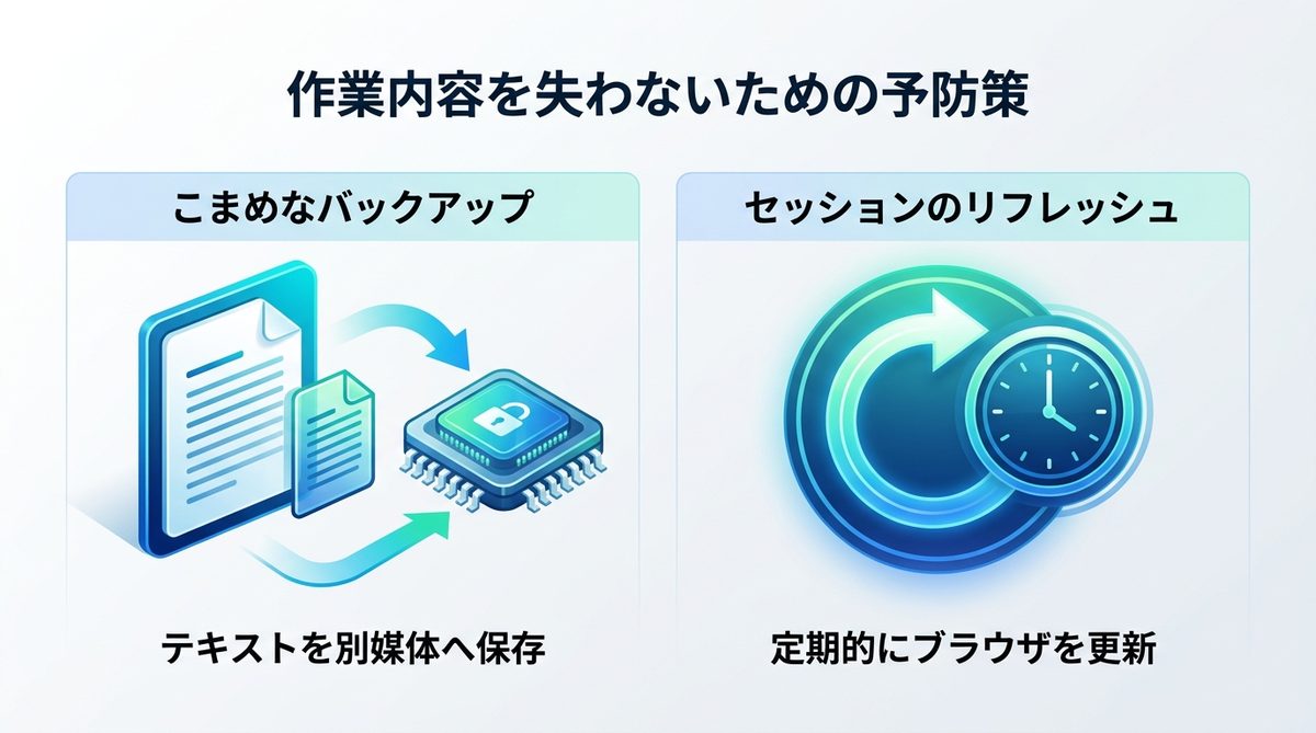 図解：作業内容を失わないための予防策