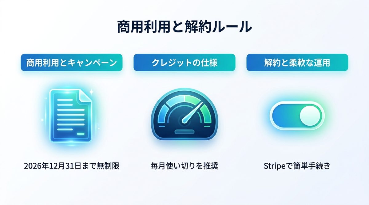 図解：ビジネス利用で知っておくべき「商用利用と解約ルール」