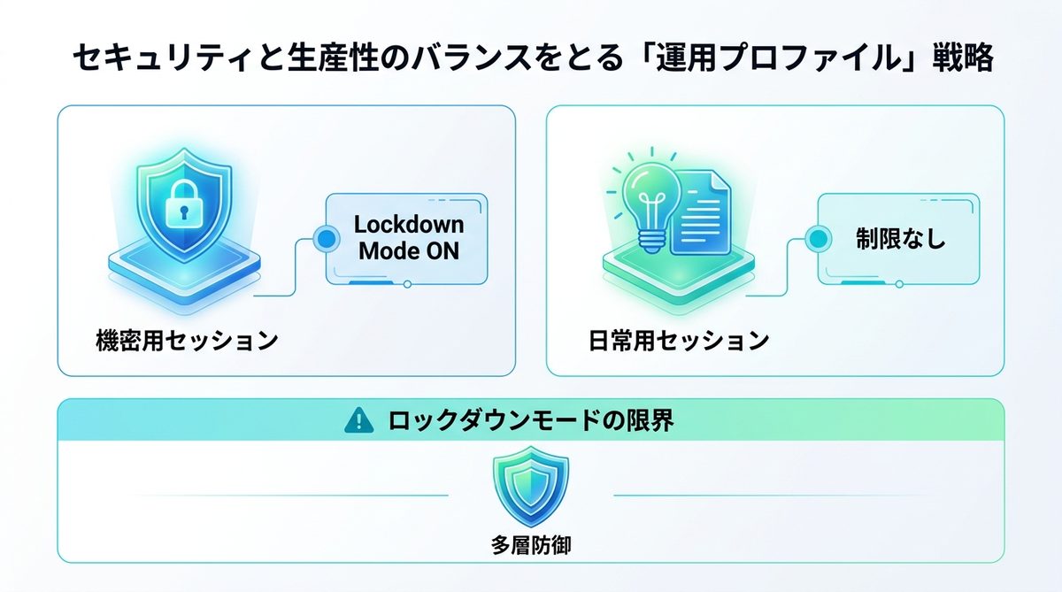 図解：セキュリティと生産性のバランスをとる「運用プロファイル」戦略