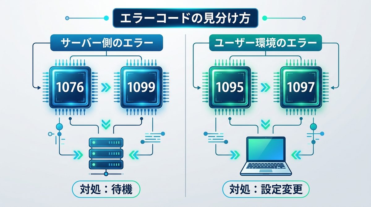 図解：1076と似たエラーコードとの見分け方