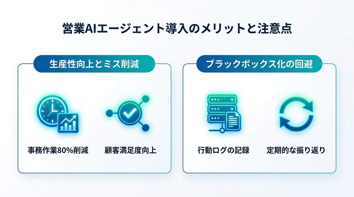 図解:営業AIエージェント導入のメリットと注意点