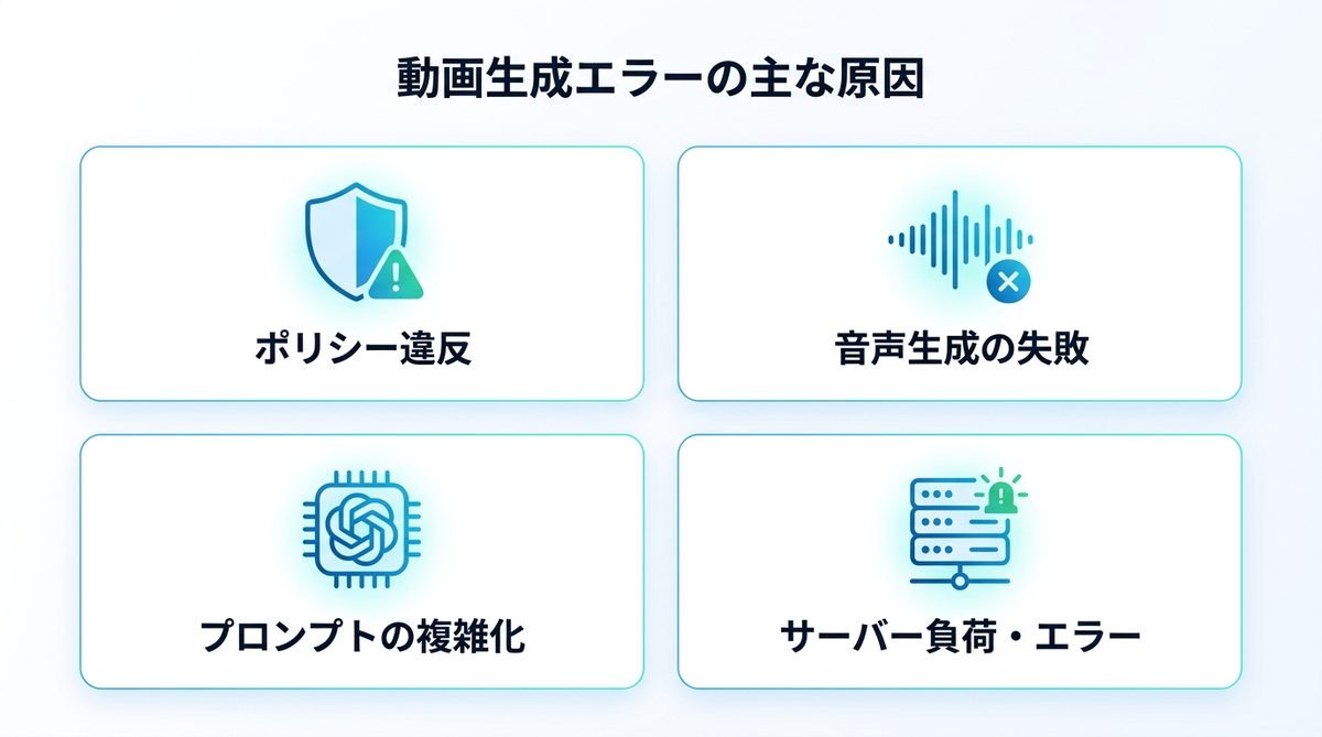 図解：「ご希望の動画は生成できません」が起きる4つの原因