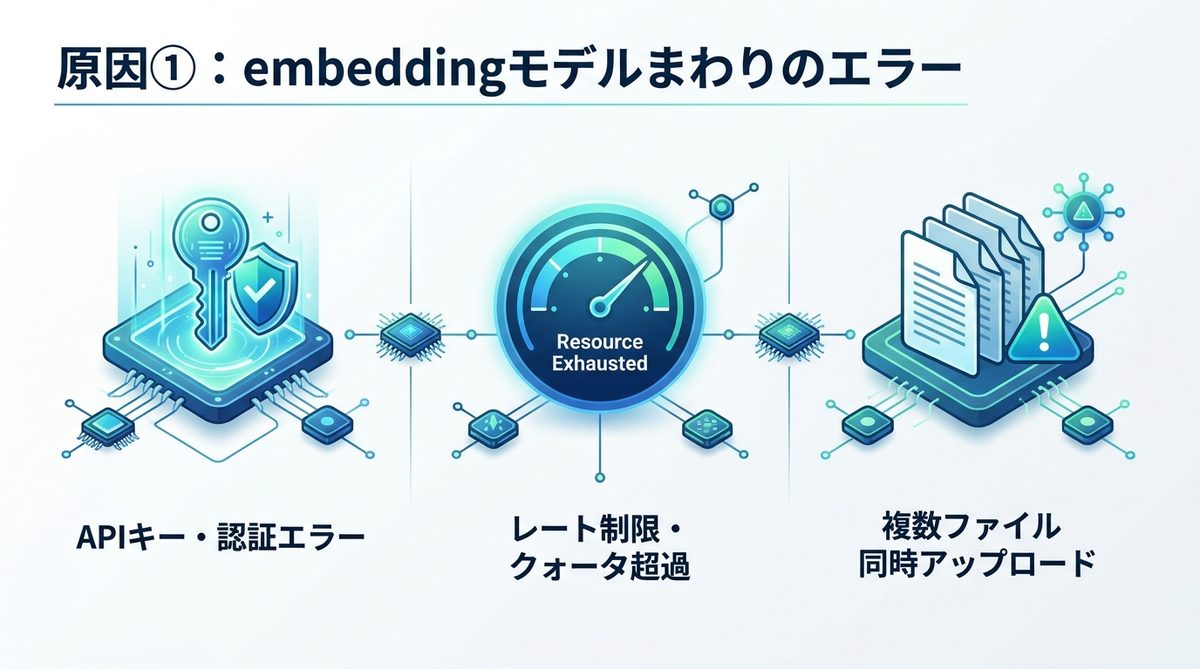 図解：原因①：embeddingモデルまわりのエラー