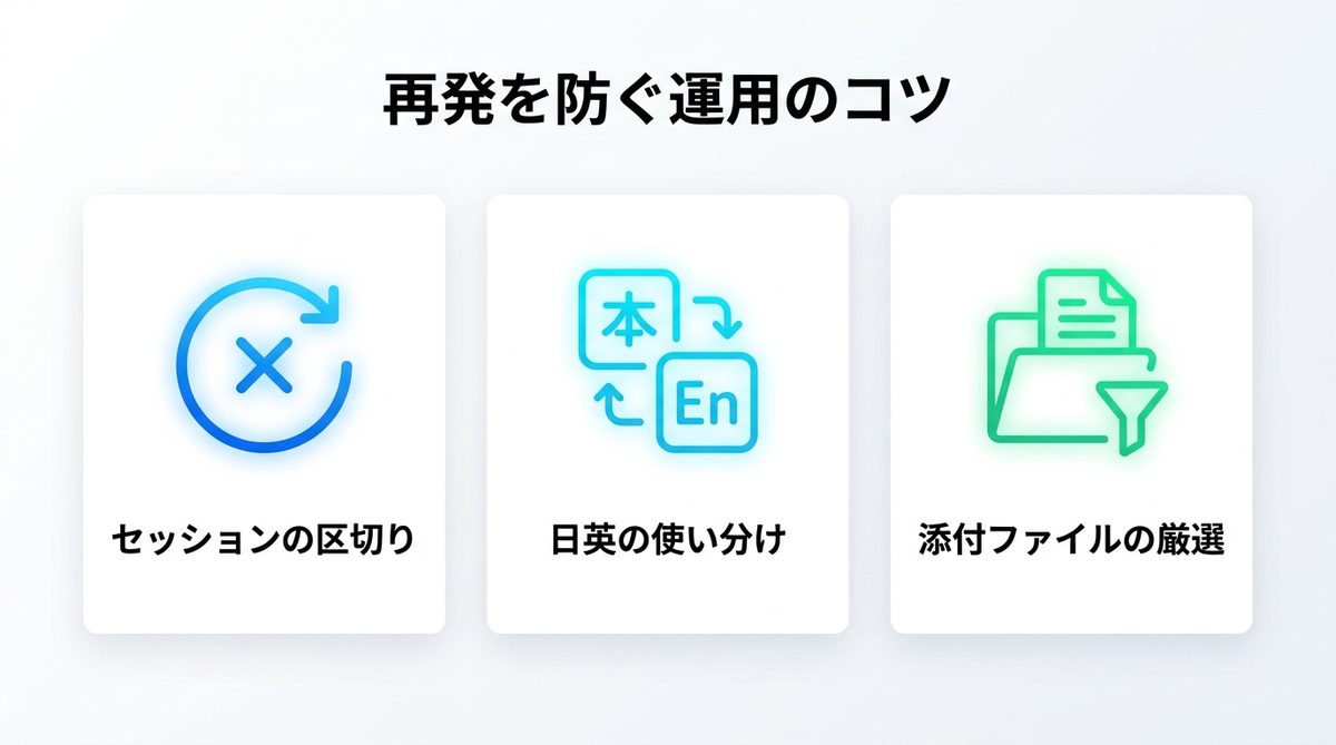 図解：再発を防ぐ運用のコツ