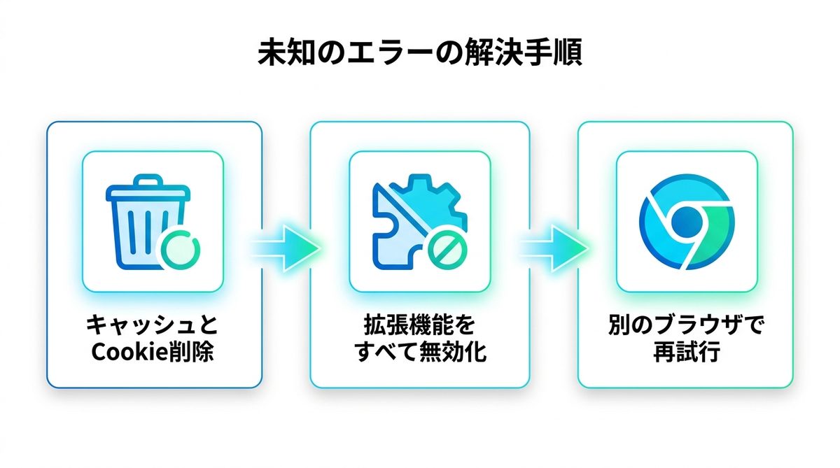 図解：「未知のエラーが発生しました」が出る原因と直し方