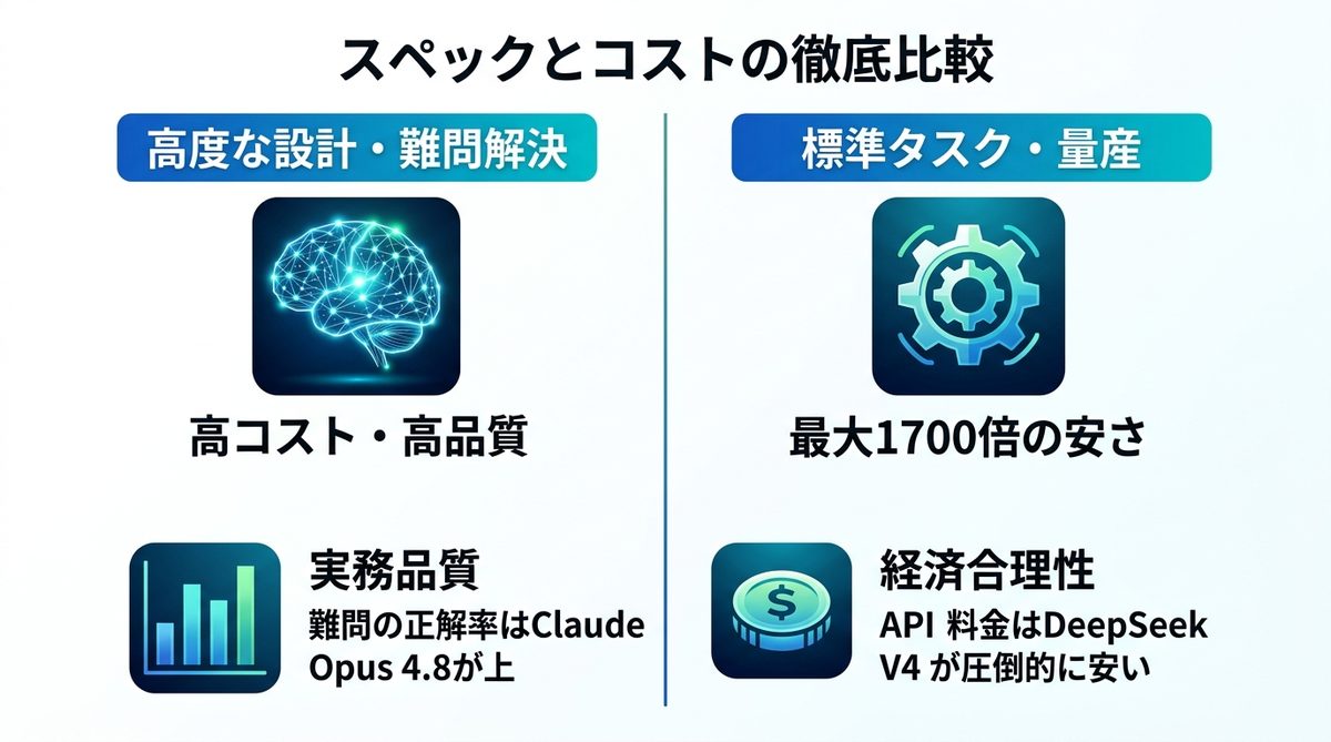 図解：徹底比較｜スペック・ベンチマーク・コスト構造の真実