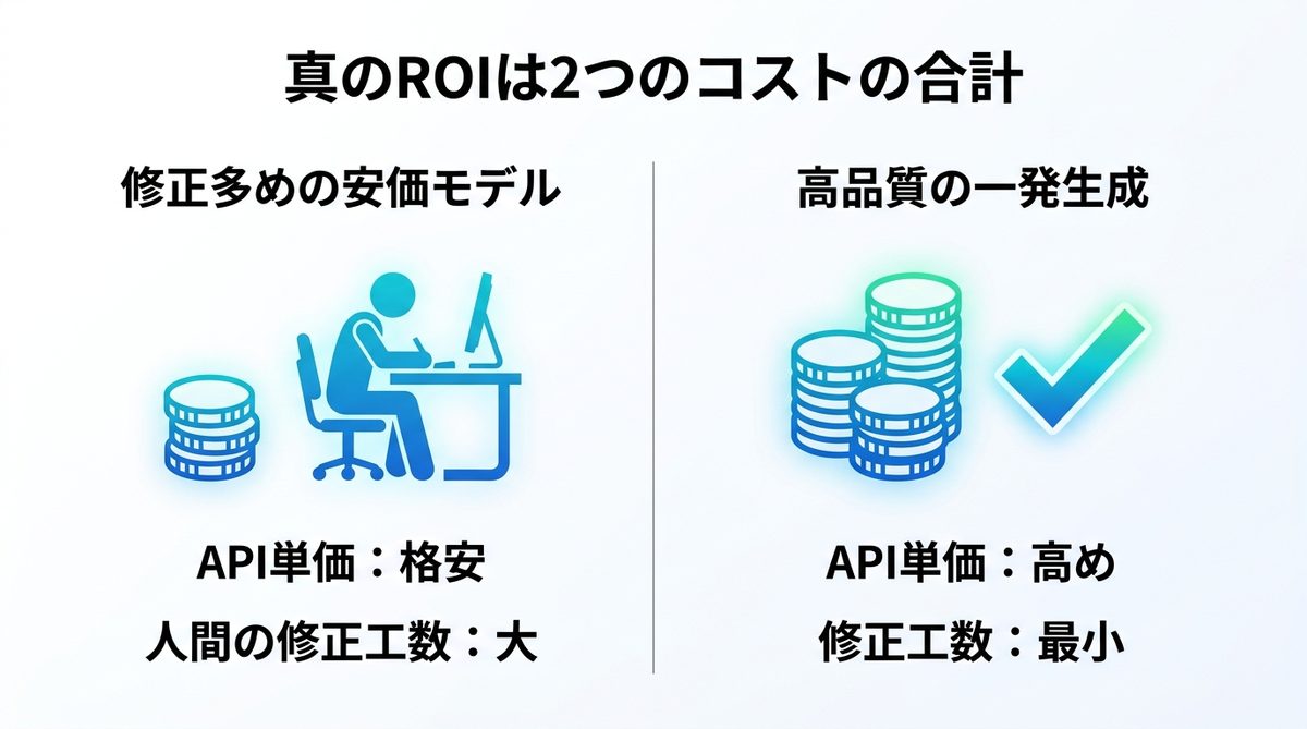 図解：APIコストと人間コストの「真のROI」を見極める