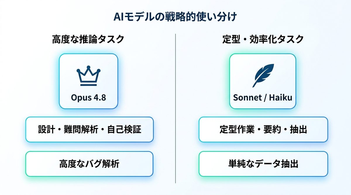 図解：コスト最適化を実現する！Opus 4.8とSonnet/Haikuの戦略的使い分け