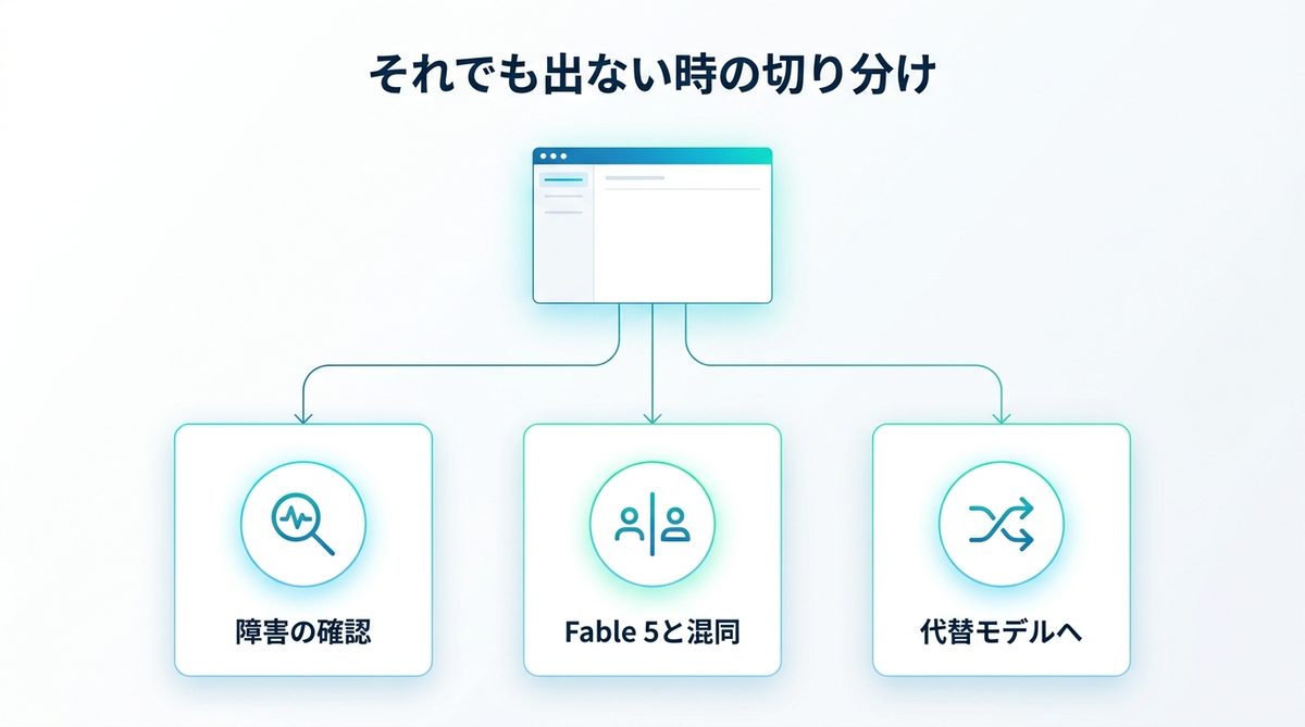 図解：それでも出ないときの切り分け