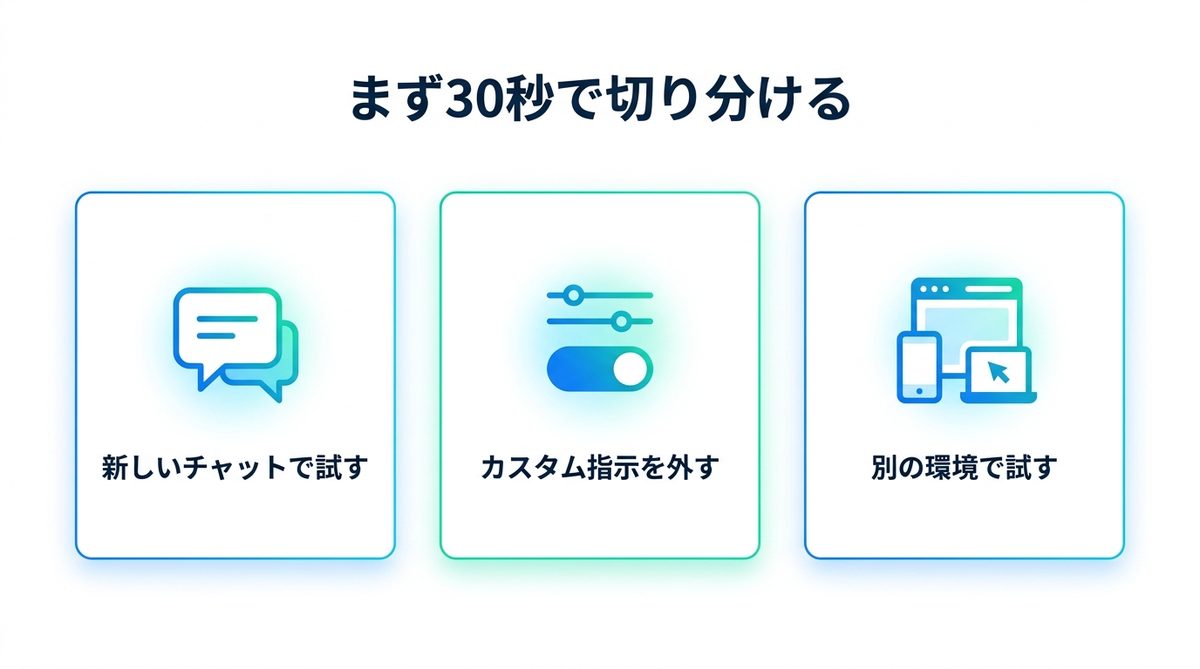 図解：まず30秒で切り分ける3つの確認