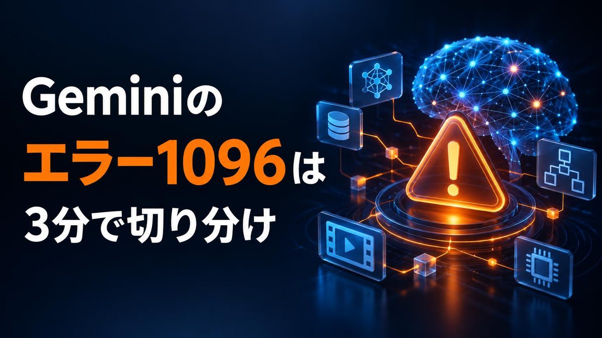 Gemini エラー1096が直らない時は？一時チャットで切り分け | AI