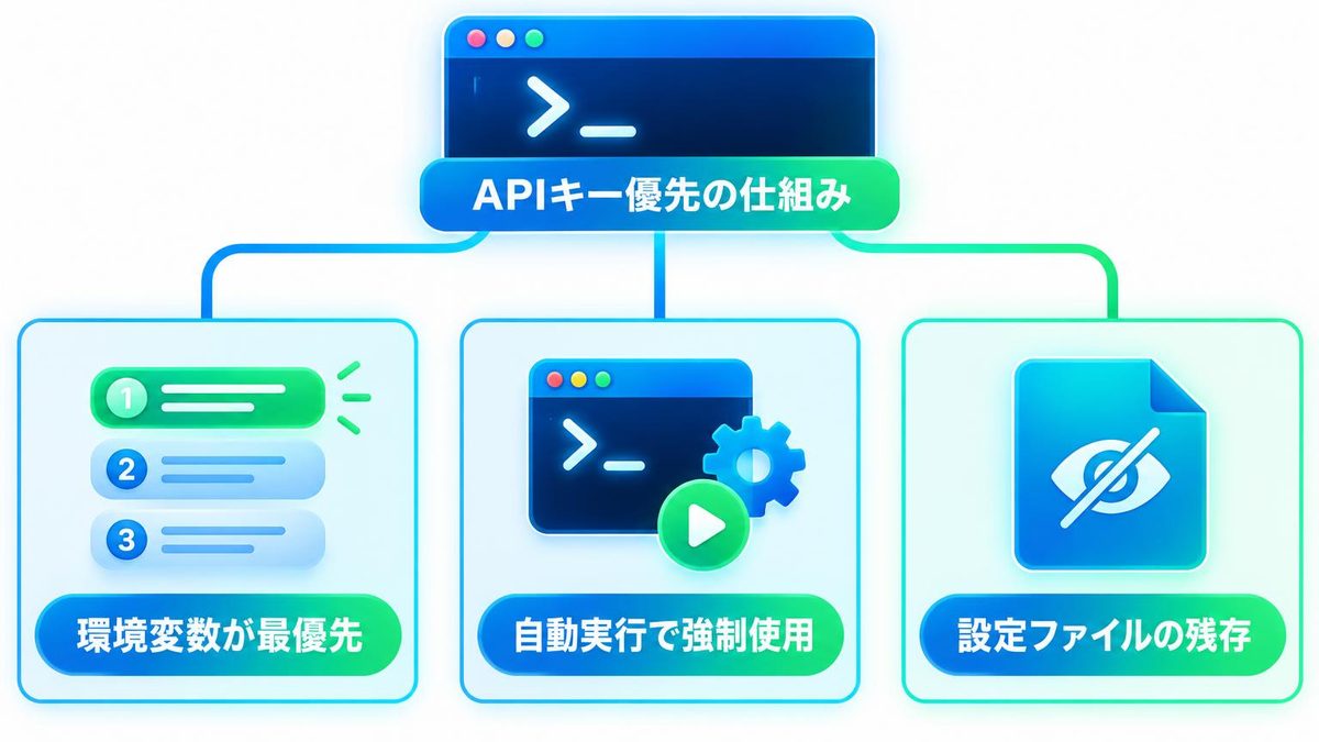 図解：原因1：APIキーの環境変数が残っていた