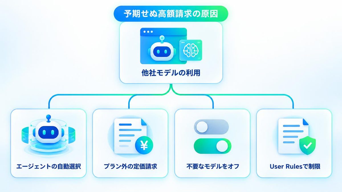 図解:原因2:Autoやサブエージェントが他社モデルを使った