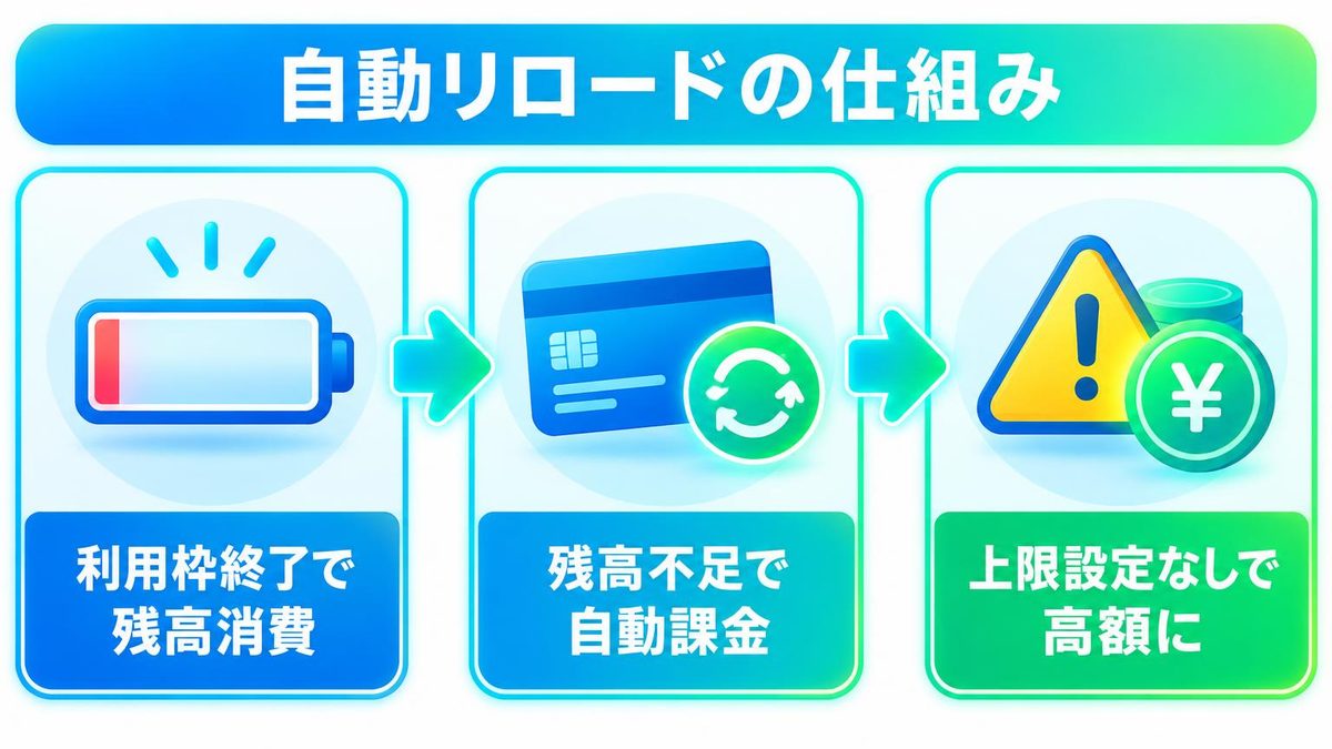 図解:原因2:クレジットの自動リロードがオンだった
